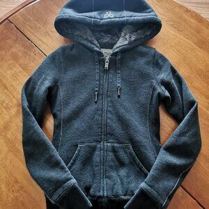 TNA Fur Lined Zip Hoodie XXS Grey Cozy Aritzia